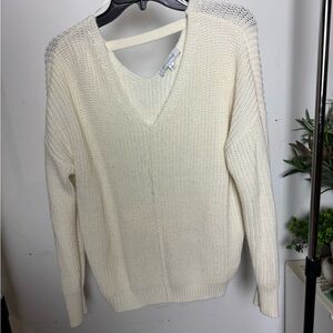 Madison Cream V-Neck Sweater Chunky Knit